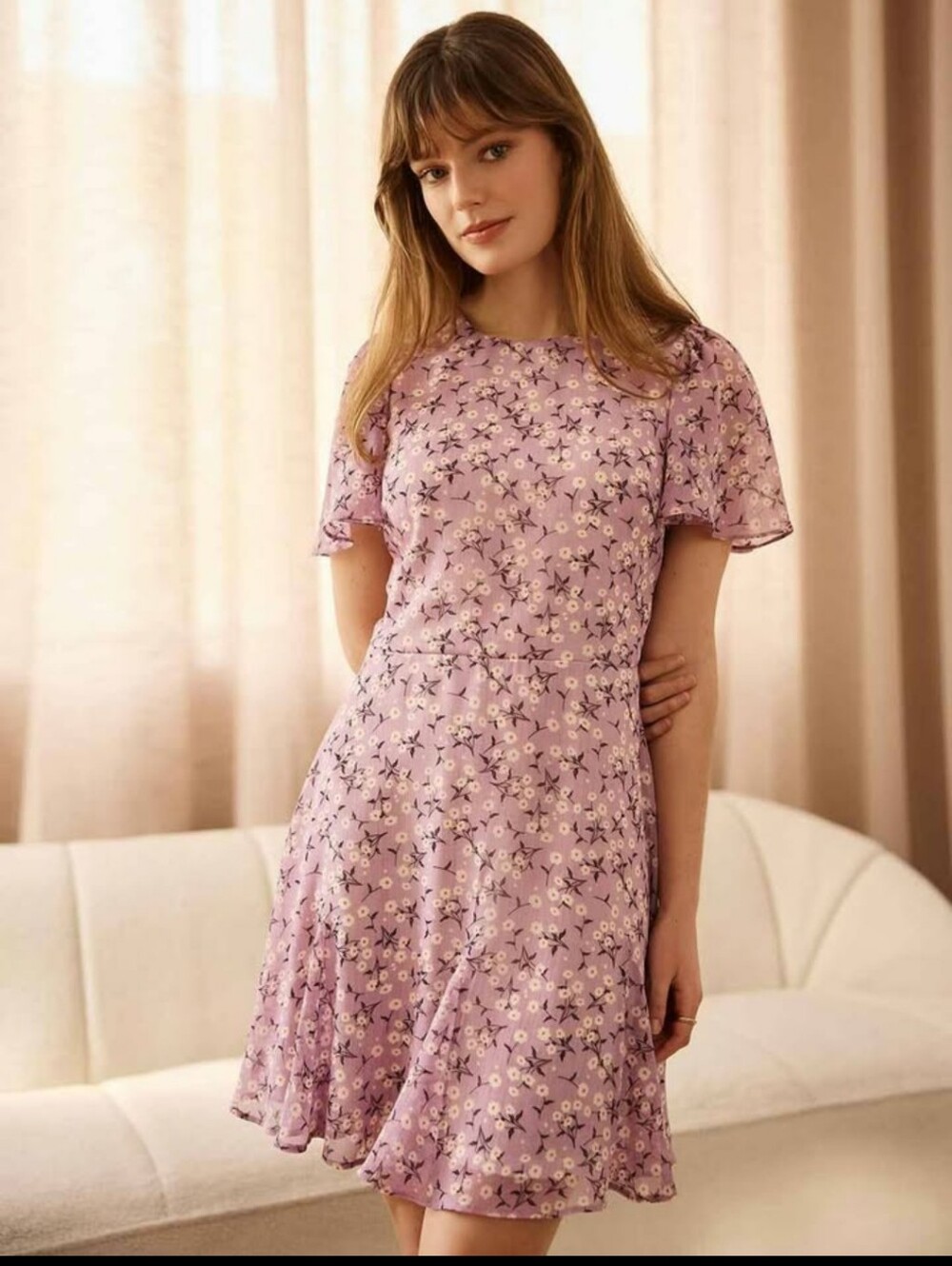 Suzy Shier Lilac Floral Short Dress